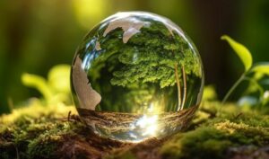 Glass globe in a forest