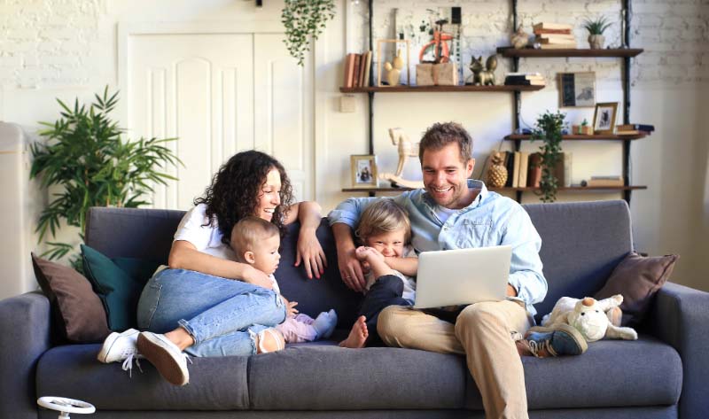 Happy family in Virginia home