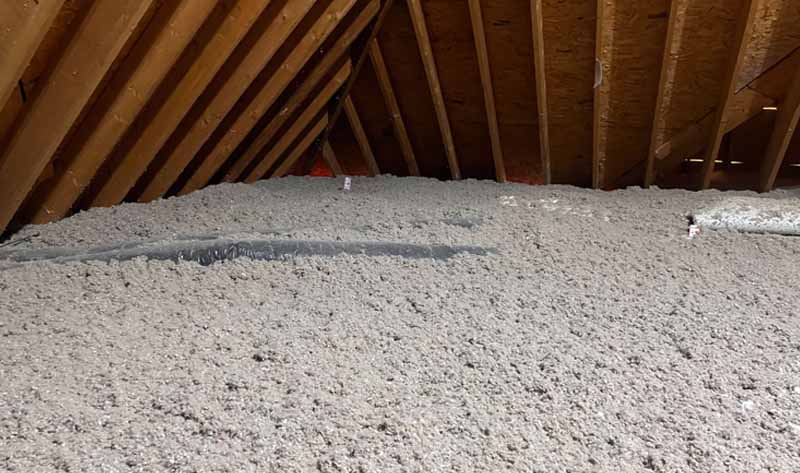 Cellulose insulation in home's attic.